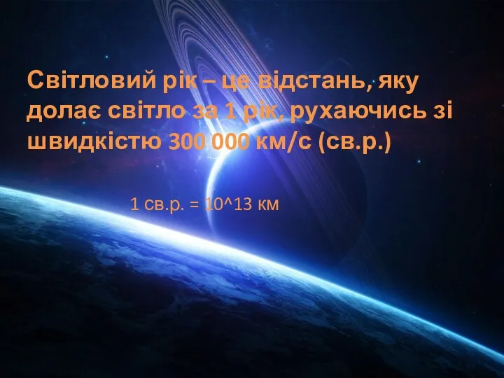 Світловий рік – це відстань, яку долає світло за 1