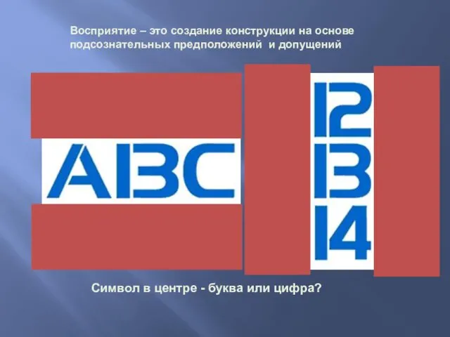 Символ в центре - буква или цифра? Восприятие – это создание конструкции на