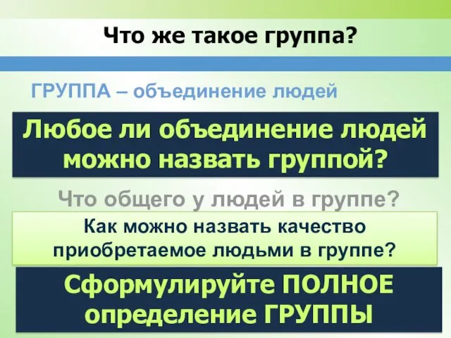 Что общего у людей в группе? Что же такое группа?