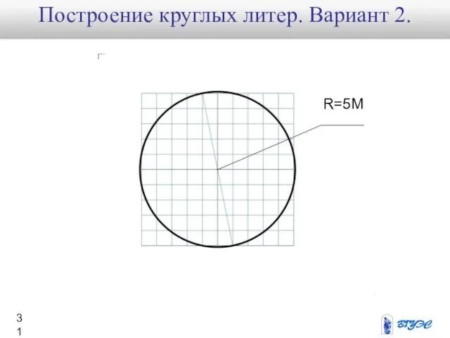 Построение круглых литер. Вариант 2. R=5M