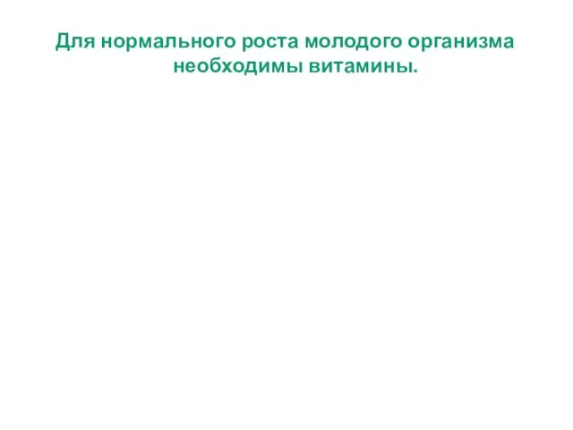 Для нормального роста молодого организма необходимы витамины.