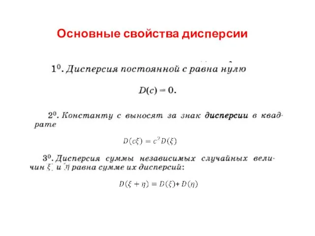 Основные свойства дисперсии