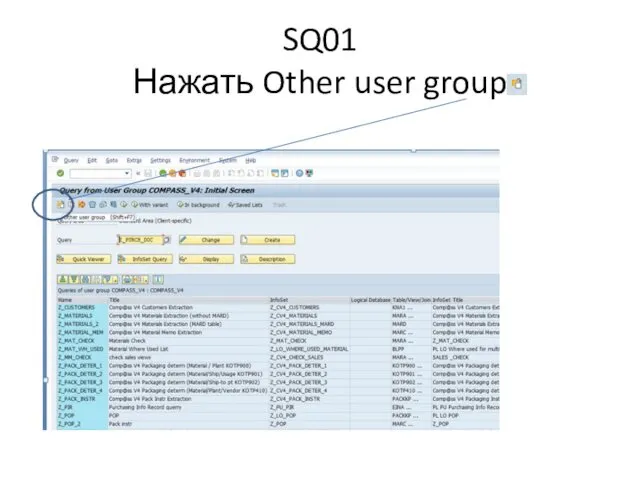 SQ01 Нажать Other user group