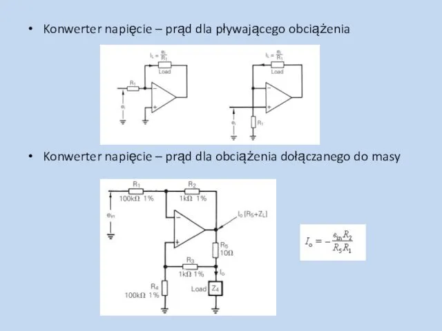 Konwerter napięcie – prąd dla pływającego obciążenia Konwerter napięcie – prąd dla obciążenia dołączanego do masy