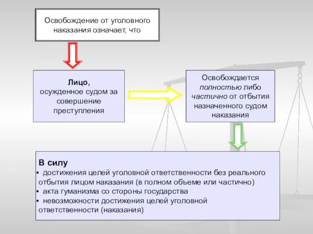 Освобождение от уголовного наказания означает, что Лицо, осужденное судом за