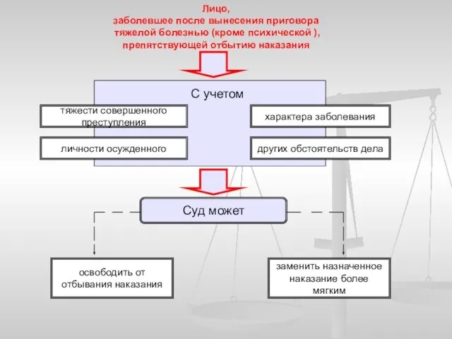 Лицо, заболевшее после вынесения приговора тяжелой болезнью (кроме психической ),