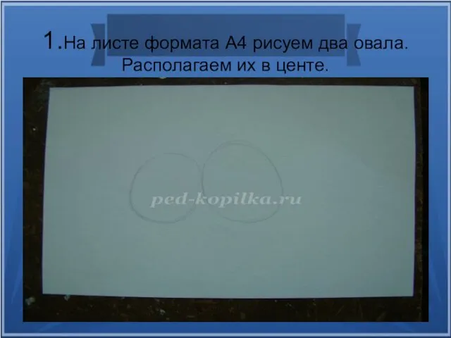 1.На листе формата А4 рисуем два овала. Располагаем их в центе.