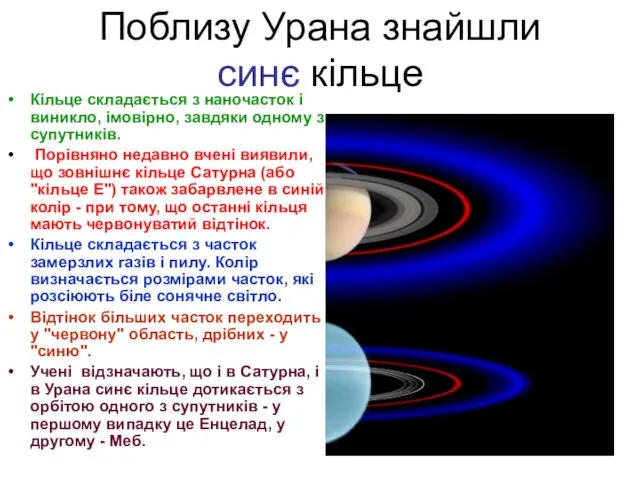 Поблизу Урана знайшли синє кільце Кільце складається з наночасток і