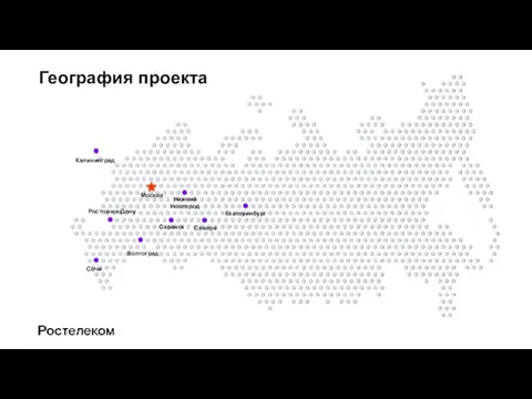 Москва Нижний Новгород Калининград Сочи Волгоград Ростов-на-Дону Самара Саранск Екатеринбург География проекта