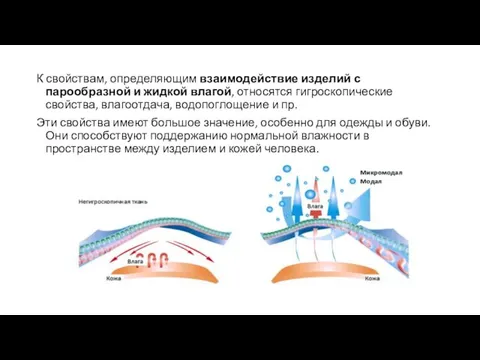 К свойствам, определяющим взаимодействие изделий с парообразной и жидкой влагой,