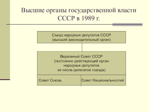 Высшие органы государственной власти СССР в 1989 г. Съезд народных депутатов СССР (высший