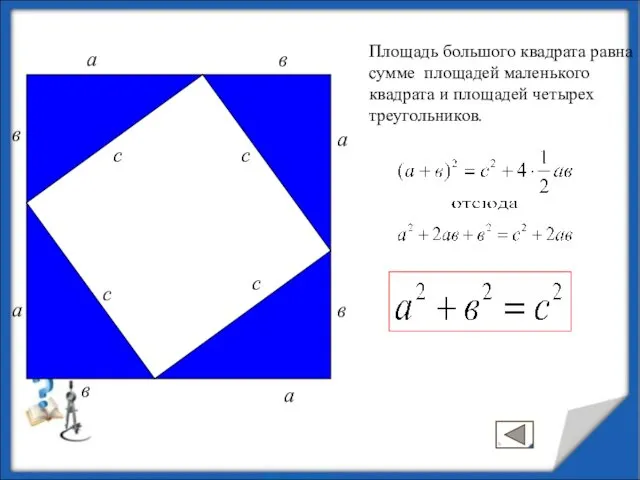 а а в в с с с а в Площадь большого квадрата равна