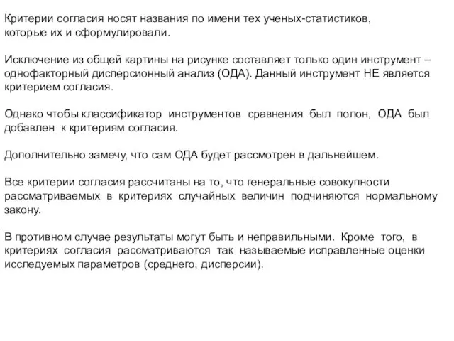 Критерии согласия носят названия по имени тех ученых-статистиков, которые их