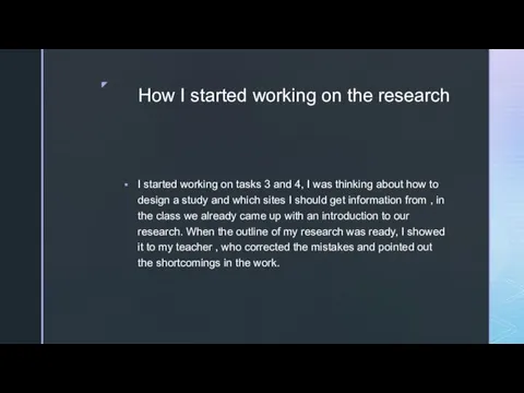 How I started working on the research I started working on tasks 3