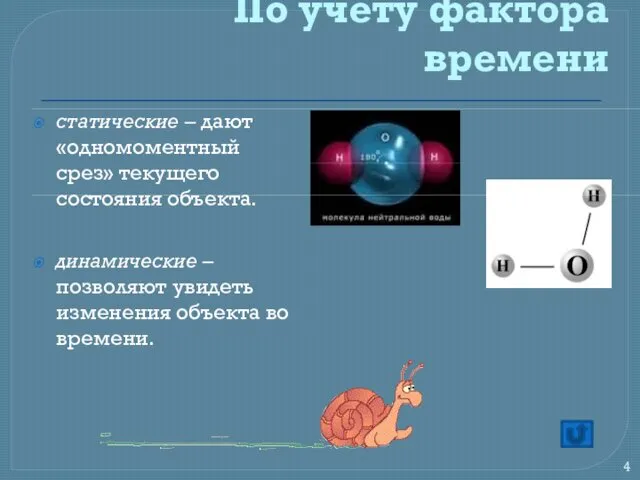 По учету фактора времени статические – дают «одномоментный срез» текущего