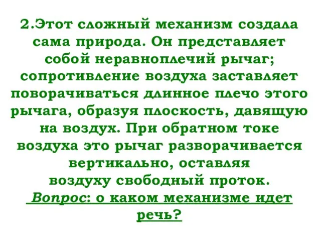 2.Этот сложный механизм создала сама природа. Он представляет собой неравноплечий