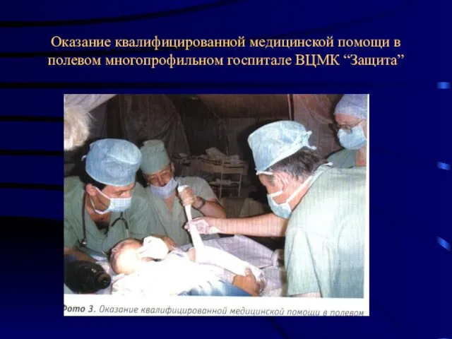 Оказание квалифицированной медицинской помощи в полевом многопрофильном госпитале ВЦМК “Защита”