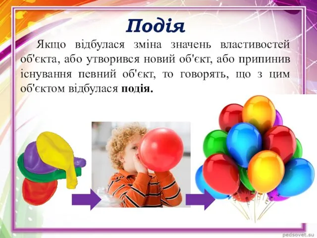 Якщо відбулася зміна значень властивостей об'єкта, або утворився новий об'єкт,