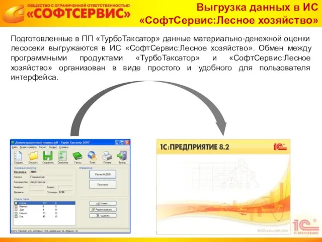 Выгрузка данных в ИС «СофтСервис:Лесное хозяйство» Подготовленные в ПП «ТурбоТаксатор»