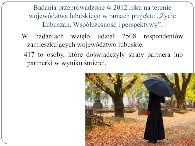 Badania przeprowadzone w 2012 roku na terenie województwa lubuskiego w