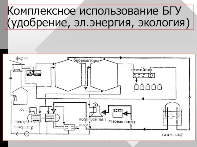 Комплексное использование БГУ (удобрение, эл.энергия, экология)