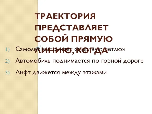 ТРАЕКТОРИЯ ПРЕДСТАВЛЯЕТ СОБОЙ ПРЯМУЮ ЛИНИЮ, КОГДА Самолёт выполняет «мёртвую петлю»