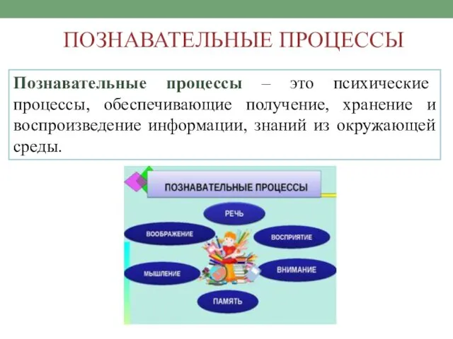 Познавательные процессы – это психические процессы, обеспечивающие получение, хранение и