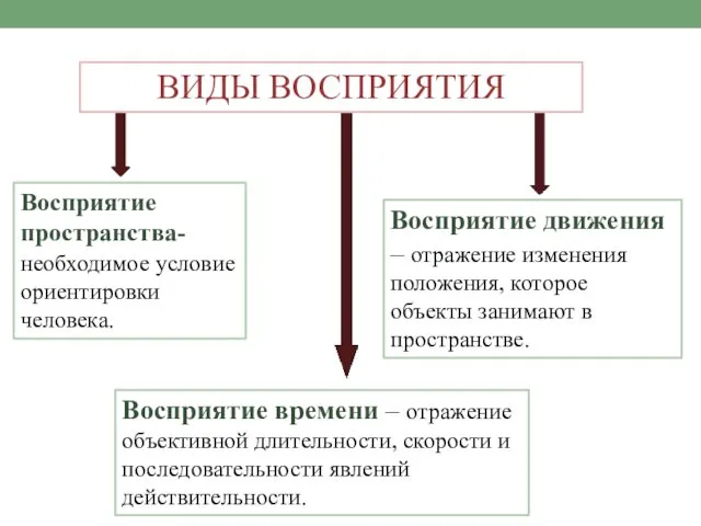 Восприятие пространства-необходимое условие ориентировки человека. Восприятие времени – отражение объектив­ной