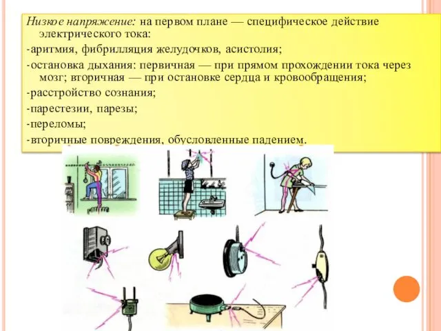 Низкое напряжение: на первом плане — специфическое действие электрического тока: