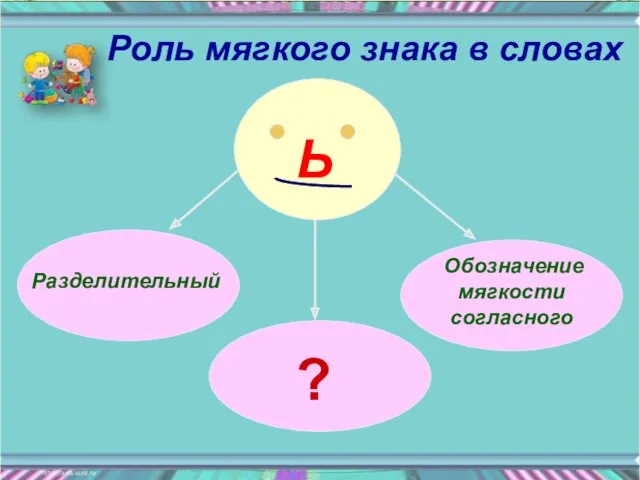 Ь Ь Разделительный Обозначение мягкости согласного ? Роль мягкого знака в словах