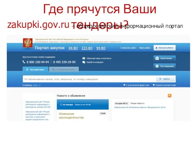 Где прячутся Ваши тендеры? zakupki.gov.ru – общероссийский информационный портал