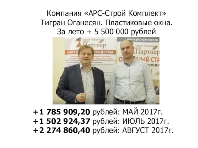 Компания «АРС-Строй Комплект» Тигран Оганесян. Пластиковые окна. За лето + 5 500 000