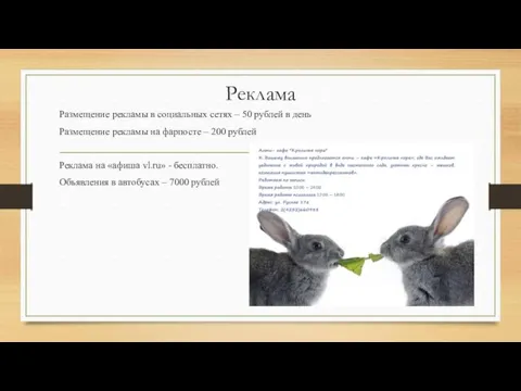 Реклама Размещение рекламы в социальных сетях – 50 рублей в день Размещение рекламы