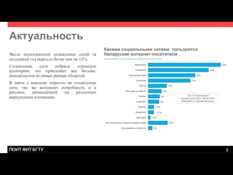 Актуальность Число пользователей социальных сетей за последний год выросло более