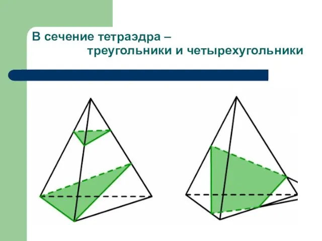 В сечение тетраэдра – треугольники и четырехугольники