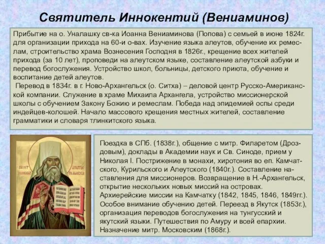 Святитель Иннокентий (Вениаминов) Прибытие на о. Уналашку св-ка Иоанна Вениаминова