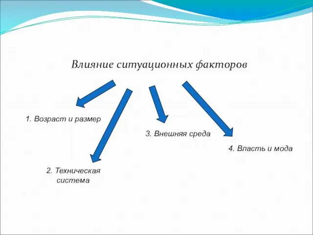 Влияние ситуационных факторов 1. Возраст и размер 2. Техническая система