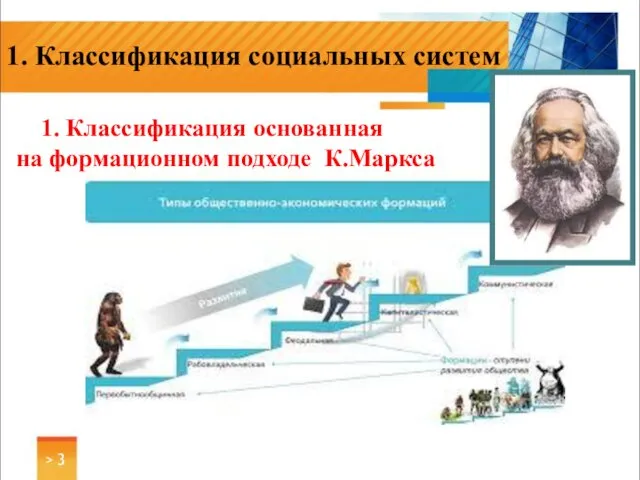 1. Классификация основанная на формационном подходе К.Маркса > 1. Классификация социальных систем