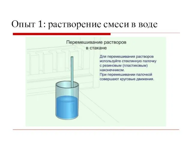 Опыт 1: растворение смеси в воде