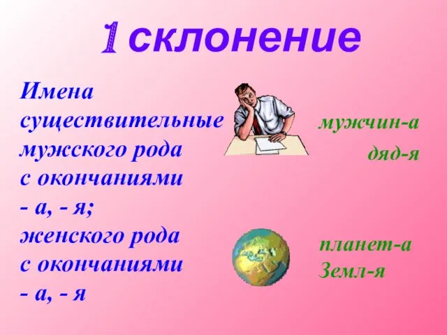 1 склонение Имена существительные мужского рода с окончаниями - а,