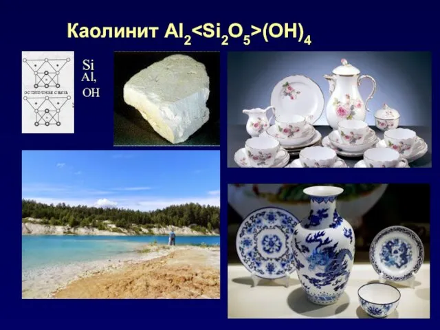 Каолинит Al2 (OH)4 остаточная связь Si Al, OH