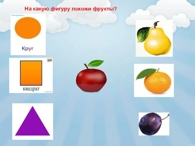 На какую фигуру похожи фрукты? На какую фигуру похожи фрукты?