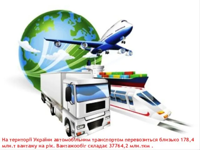 На території України автомобільним транспортом перевозиться близько 178,4 млн.т вантажу