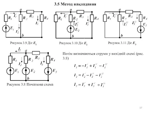 Рисунок 3.9 Діє Е1 Потім визначаються струми у вихідній схемі