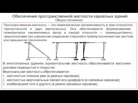 Обеспечение пространственной жесткости каркасных зданий Общие положения Пространственная жесткость —