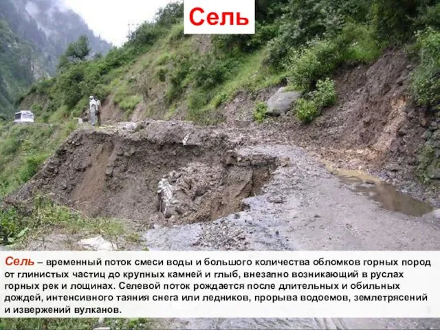 Сель Сель – временный поток смеси воды и большого количества