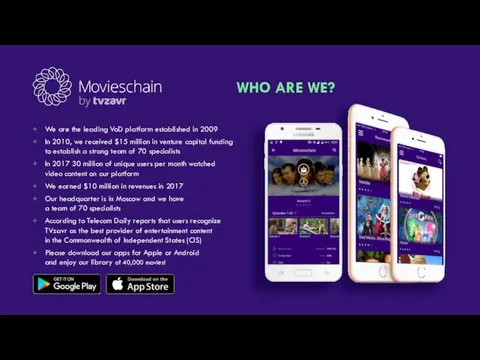 WHO ARE WE? We are the leading VoD platform established