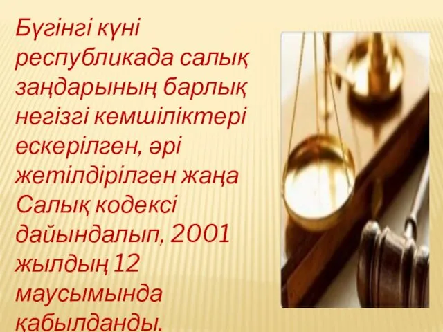 Бүгінгі күні республикада салық заңдарының барлық негізгі кемшіліктері ескерілген, әрі