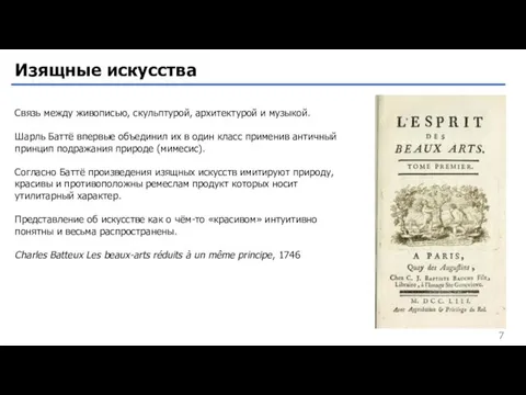 Изящные искусства Связь между живописью, скульптурой, архитектурой и музыкой. Шарль