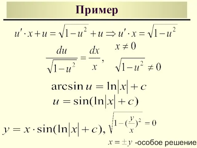 Пример -особое решение